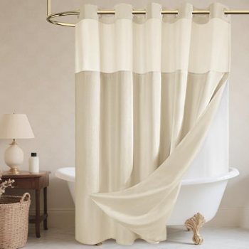WONICY No Hook Shower Curtain and Liner