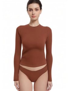 Abonlen Long Sleeve Shirts for Women Crewneck Basic Tees T Shirts Fitted Crop To