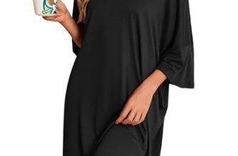 Ekouaer Plus Size Nightgowns for Women Oversized Sleep Shirt Short Sleeve Nights