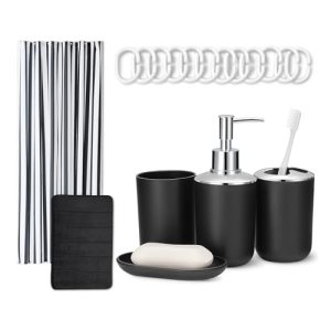 Amazon Basics Complete 18-Piece Bathroom Set with Shower Curtain