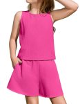 Arshiner Kids Summer Clothing Set Sleeveless Top and High Waist Shorts Casual an