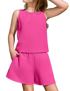 Arshiner Kids Summer Clothing Set Sleeveless Top and High Waist Shorts Casual an