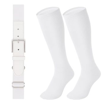 LEACOOLKEY Baseball Belt and Socks Combo Set Softball Socks and Elastic Belt for
