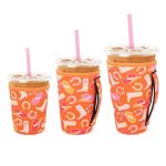 Snowso 3 Pack Iced Coffee sleeve Insulated Neoprene Cup Sleeves with handle For