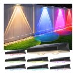Solar Fence Lights Outdoor – 8 Pack RGB Fence Lights Solar Powered