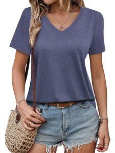 GKBK Womens Short Sleeve T Shirts V Neck Tops Summer Trendy Comfy Casual Basic T