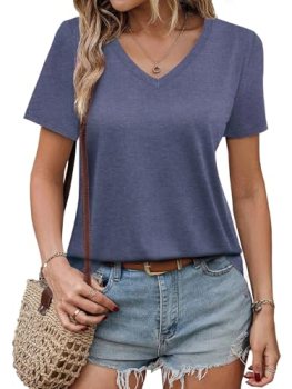 GKBK Womens Short Sleeve T Shirts V Neck Tops Summer Trendy Comfy Casual Basic T