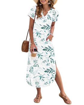 MISFAY Women’s Summer Casual Maxi Dress 2026 Short Sleeves V Neck Loose Sundress