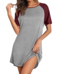 Ekouaer Nightgowns for Women Bamboo Viscose Night Gown Short Sleeve Sleep Shirt
