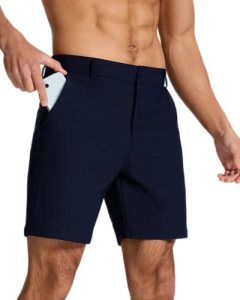 SNOWTEN Men’s Classic Fit Golf Shorts 7in Lightweight Soft Touch Easy Move Belt