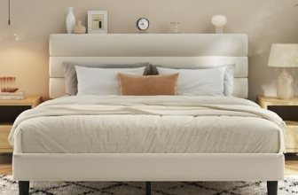 Fluest Queen Bed Frame, Platform Bed Frame with Velvet Upholstered Headboard