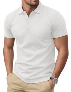 Cotrasen Men’s Polo Shirts Short Sleeve Cotton Pique T-Shirts 3 Buttons Regular