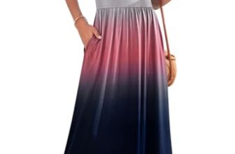 WNEEDU Womens Beach Vacation Dresses Maxi Hawaiian Dress Empire Waist Sundress