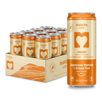matcha LOVE Ginger Matcha + Green Tea, Unsweetened, 8 Ounce (Pack of 12)