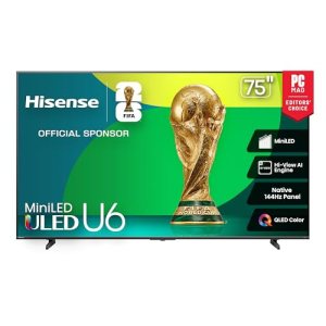 Hisense 75″ Class U6 Series Mini-LED 4K UHD Smart Fire TV (75U65QF