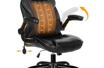 Office Desk Chair, Ergonomic Computer Chair with Padded Flip-Up Arms and Adjusta