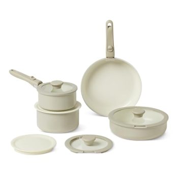 Amazon Basics Ceramic Nonstick Pots and Pans Set with Detachable handle