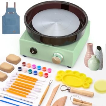 Alldeer Mini Pottery Wheel Kit – 6″ Turntable Two-Way Rotation Clay Wheel