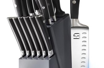 KnifeSaga Premium Knife Set 15 Pcs Quality Kitchen Knife Set with Block