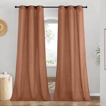 NICETOWN Caramel Linen Curtains for Kitchen