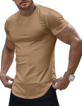 JMIERR Mens Short Sleeve Hip Hop T Shirt Muscle Slim Fitted Stretchy Crewneck Lo