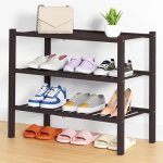 Smiry Shoe Rack, 3 Tier Thick Bamboo Shoe Organizer
