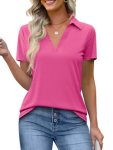 Imily Bela Womens Short Sleeve Polo Shirts V Neck Business Dressy Casual Tops Su