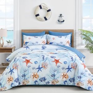 WONGS BEDDING Coastal Queen Comforter Set