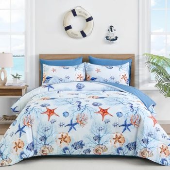 WONGS BEDDING Coastal Queen Comforter Set
