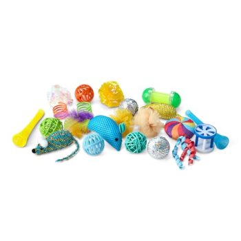 Amazon Basics Cat Toy Set, 20 Piece Variety Pack with Teaser