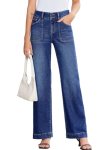 Sidefeel Women’s Wide Leg Jeans High Waisted Stretchy Tummy Control Denim Pants