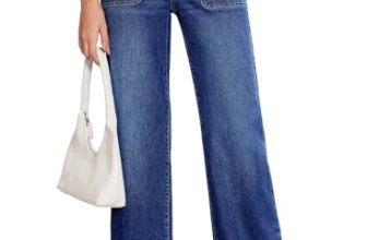 Sidefeel Women’s Wide Leg Jeans High Waisted Stretchy Tummy Control Denim Pants