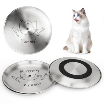 Petdream 4 Pcs Cat Bowl Stainless Steel Dish