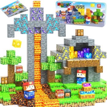 Soyee Magnetic Blocks Travel Toys with Metal Tin Travel Essentials STEM Learning