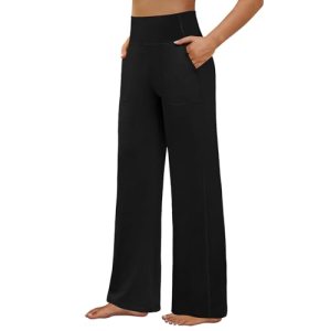 FireSwan Yoga Pants Women Wide Leg Pants High Waist Stretch Dress Loose Casual L