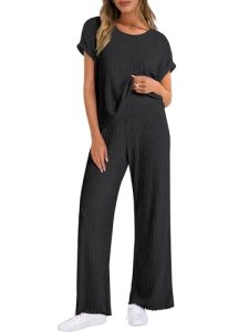 ANRABESS Lounge Sets For Women Summer Rib Knit 2 Piece Pajama Sets 2026 Casual S