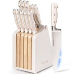 Astercook Knife Set, Kitchen Knife Set with Block and Sharpener