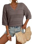 Acelitt Short Sleeve Sweaters for Women 2026 Summer Fashion Trendy Knitted Croch