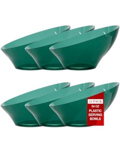 bUCLA 12 Pack Clear Green Plastic Serving Bowls