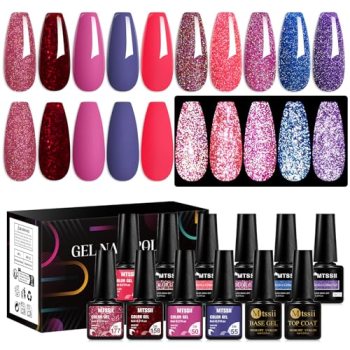 MTSSII Gel Nail Polish Diamond Nail Polish Set Glitter Gel Nail Polish Kit with