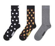 Happy Socks 3-Pack Pizza Socks, Black, M/L