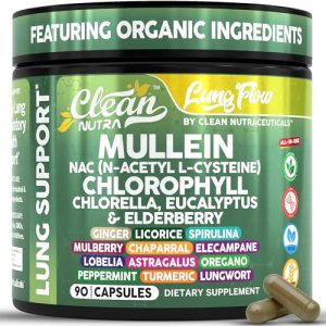 Clean Nutra Mullein Leaf Extract for Lungs Cleanse NAC Supplement Chlorophyll Ch