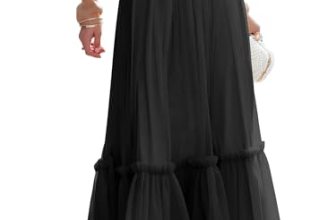 ANRABESS Maxi Skirts for Women Tulle Long Tiered Elastic High Waisted A Line Flo