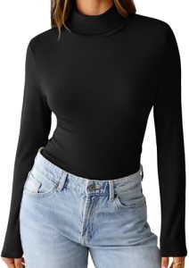 GKBK Womens Long Sleeve Shirts Mock Turtleneck Turtle Neck Fall Fashion Basic Th