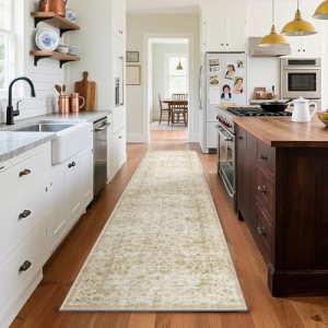 Washable Kitchen Rug Runners for Hallways: 2’x10′ Bedroom Runner Rug Non Slip Lo