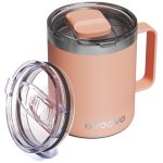 avodvo 12oz Insulated Coffee Mug with Lid – Includes Two Lids