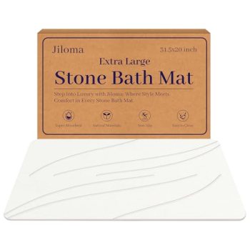 Jiloma Stone Bath Mat Diatomaceous Earth Shower Mat Non-Slip Super Absorbent Bat