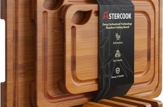 Astercook Deep-Carbonized Bamboo Cutting Boards for Kitchen with Wood Storage St