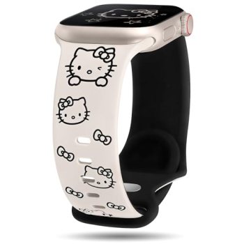 Girovo Cute Cat Engraved Band Compatible with Apple Watch Bands for Women 40/38/