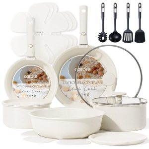 CAROTE 19pcs Pots and Pans Set, Nonstick Cookware Set Detachable Handle, Inducti